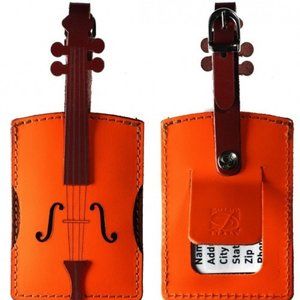 Leather and Suede Violin Luggage Tag - Music Gift